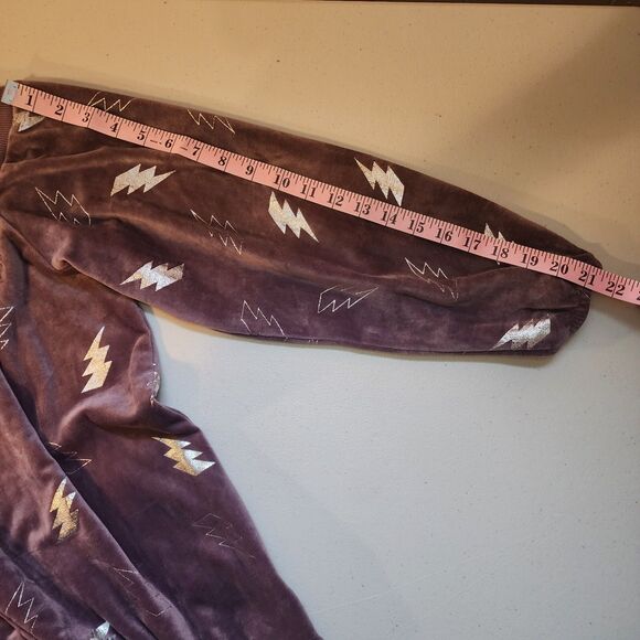 Material Girl Sweater Womens Medium Plum Velour Off The Shoulder Madonna - Picture 7 of 8